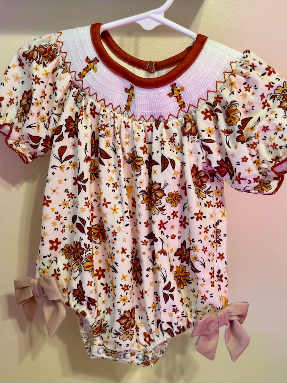 Smocked Floral Baby Romper
